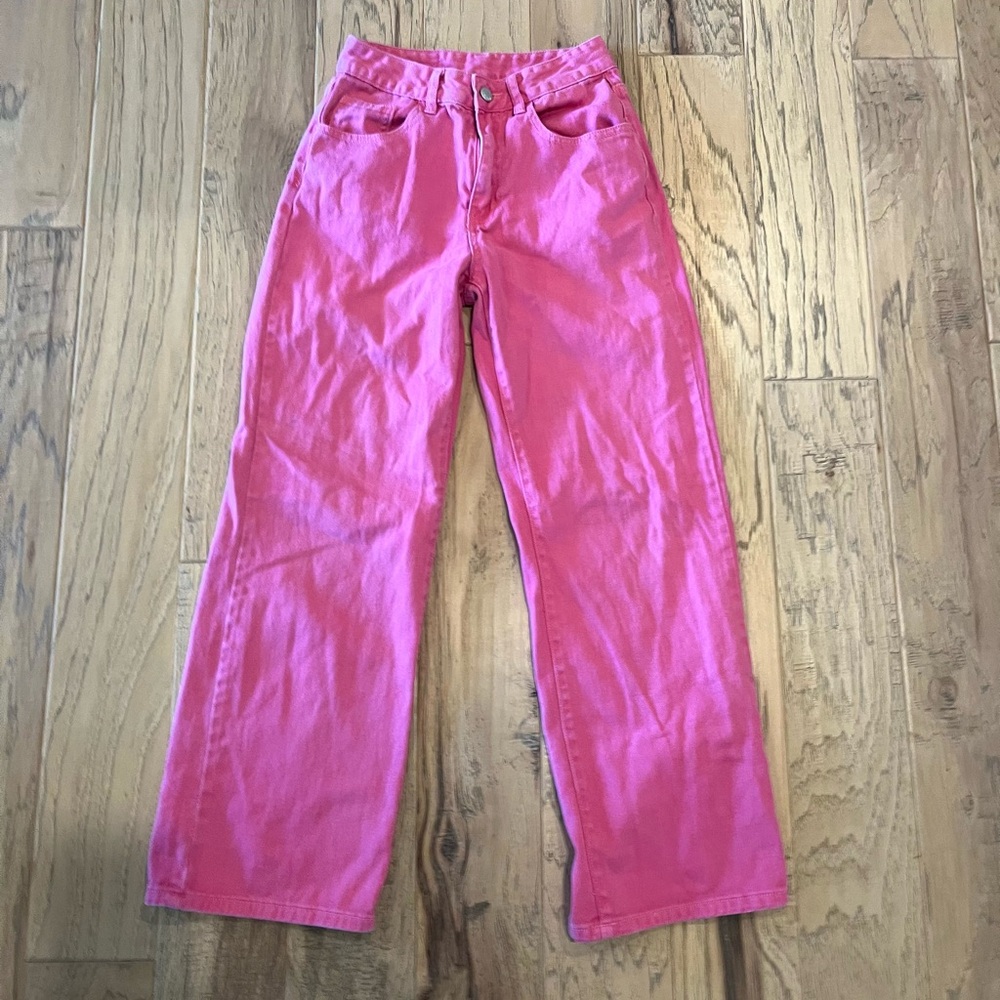 SHEIN Pink Wide-Leg Jeans, 26’ Waist